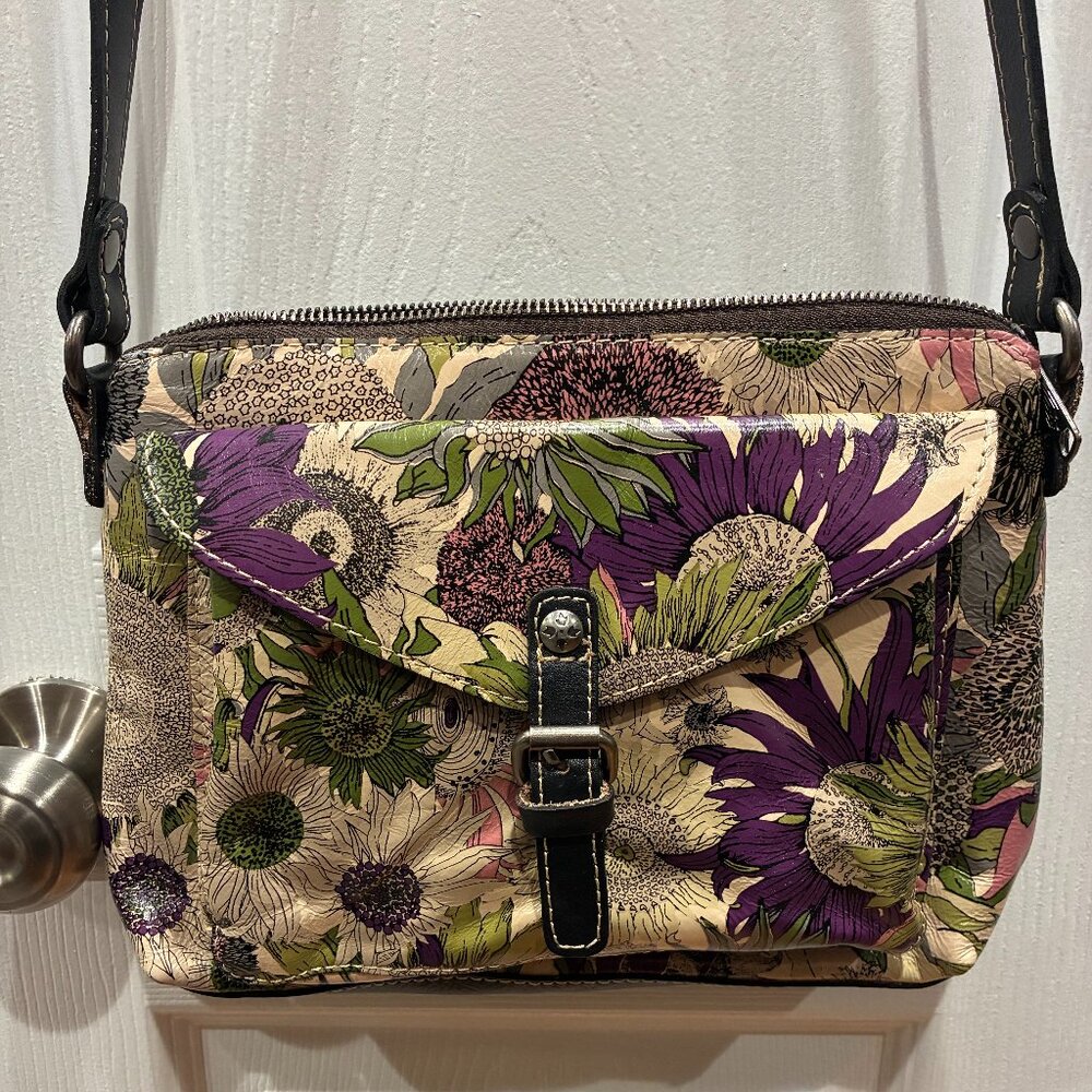 Patricia Nash Avellino Crossbody - Leather - Rare! Purple Sunflower - NWOT